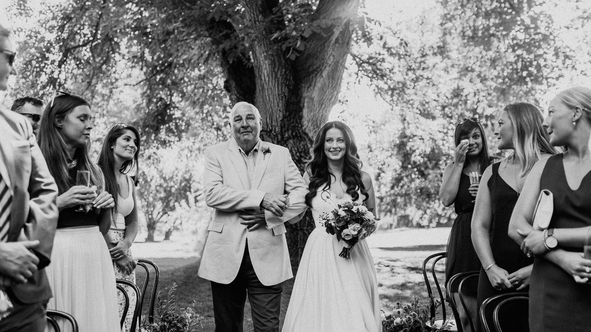 bride and father walking down the isle Wedding in New Zealand